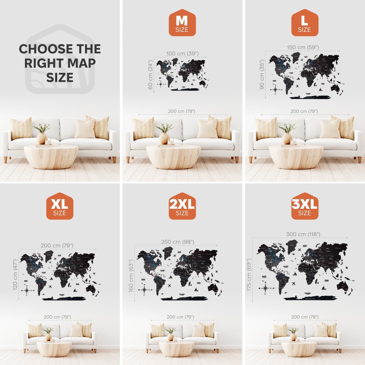3D Wooden World Map Midnight - Modern Minimalist Wall Art
