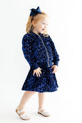 Navy Blue Velvet Sequin Twirl Skort
