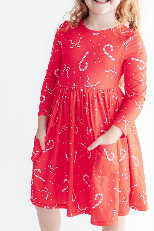 Peppermint Dreams L/S Pocket Twirl Dress