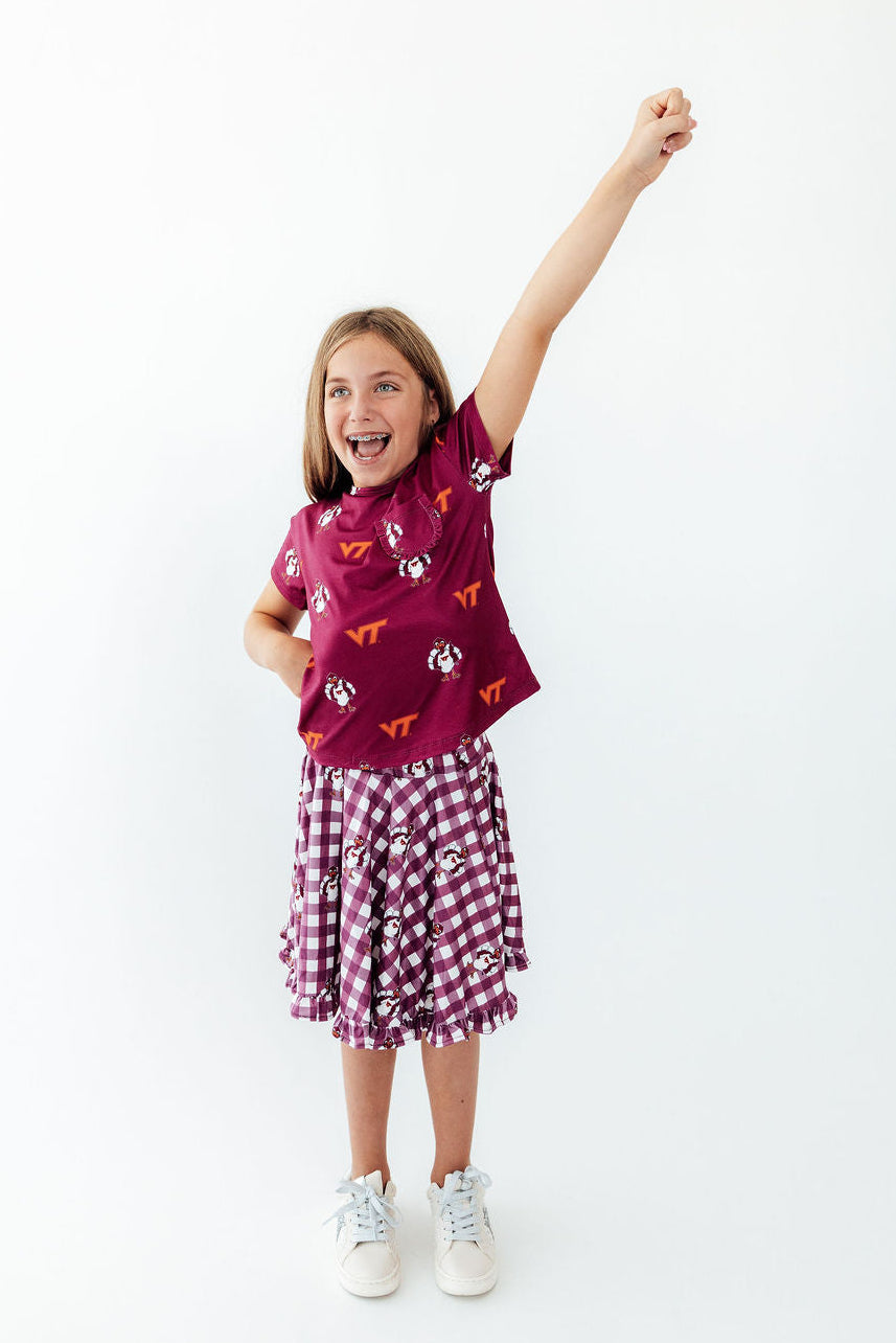 Virginia Tech Maroon Hokie Ruffle Pocket Tee