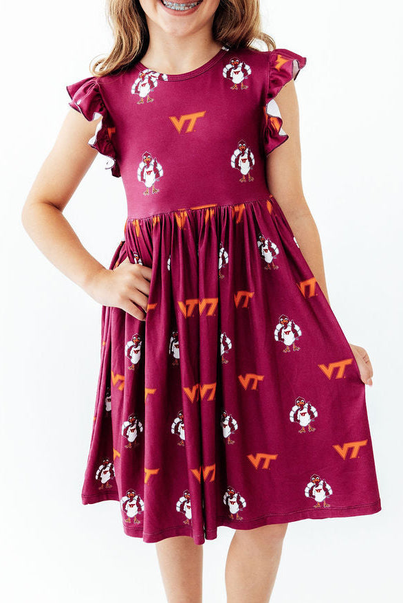 Virginia Tech Maroon Hokie Flutter Twirl Dress