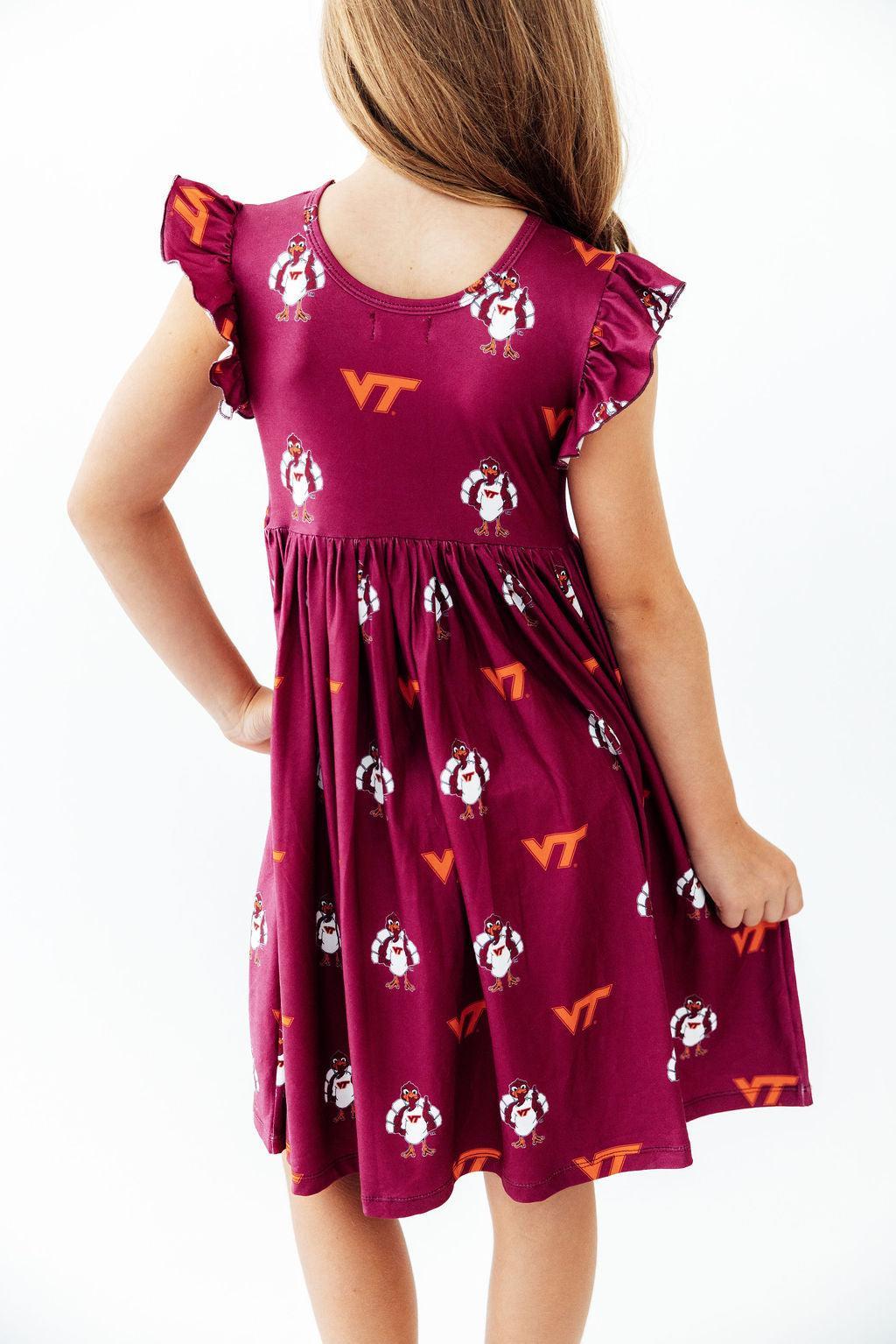 Virginia Tech Maroon Hokie Flutter Twirl Dress