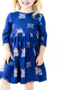 Montana State University Blue Bobcat 3/4 Sleeve Pocket Twirl Dress