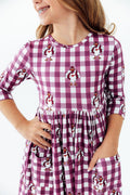 Virginia Tech Plaid Hokie 3/4 Sleeve Pocket Twirl Dress