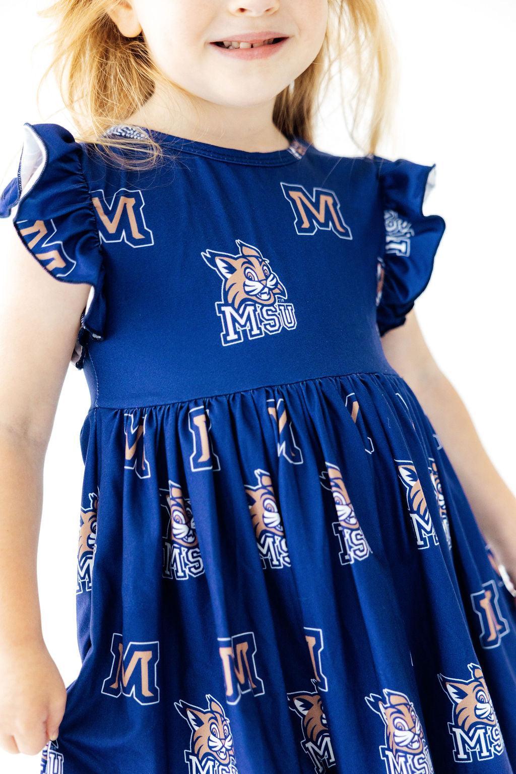 Montana State University Blue Bobcat Flutter Twirl Dress