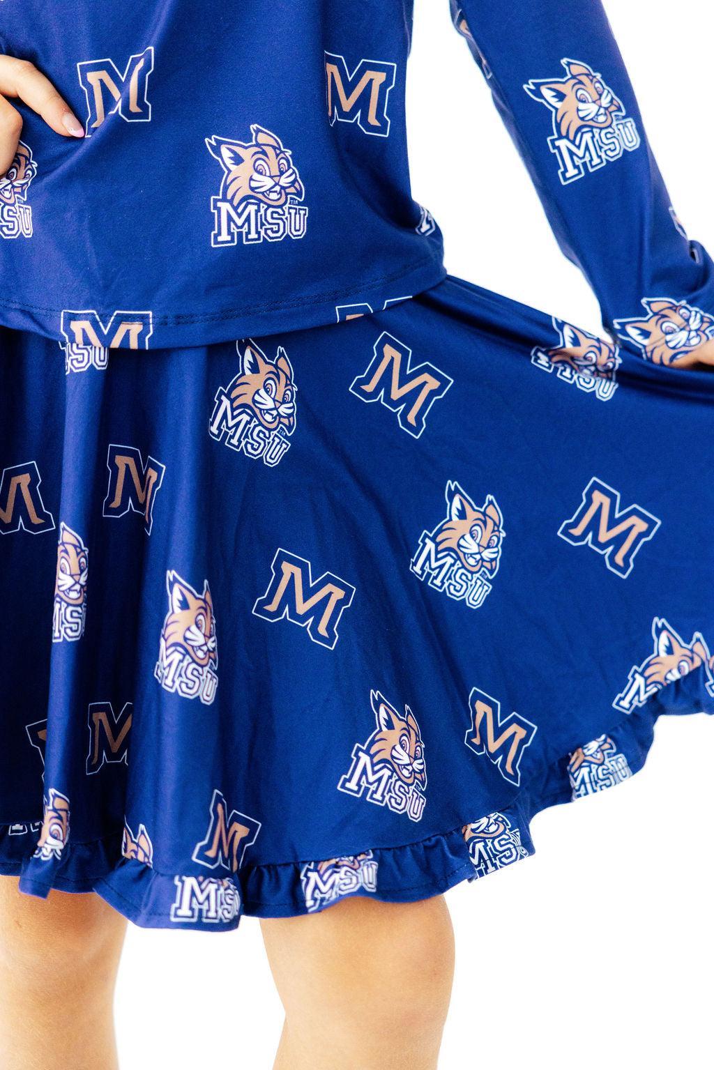 Montana State University Blue Bobcat Ruffle Twirl Skort