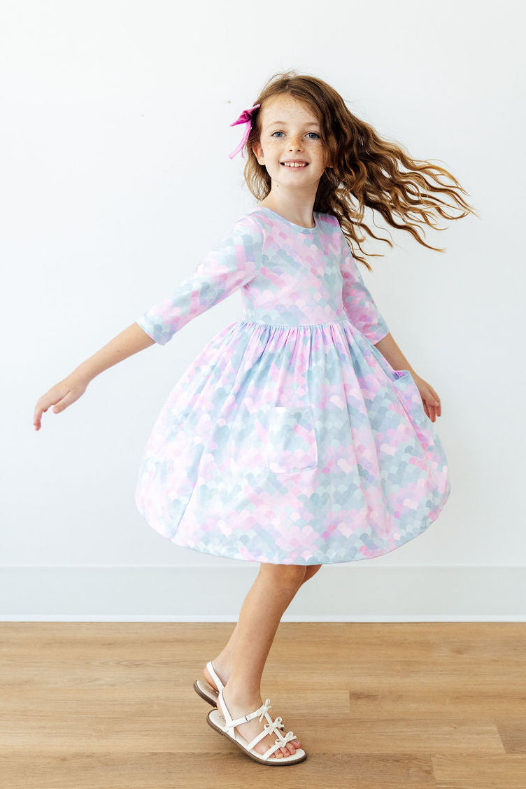 Mermaid Magic 3/4 Sleeve Pocket Twirl Dress
