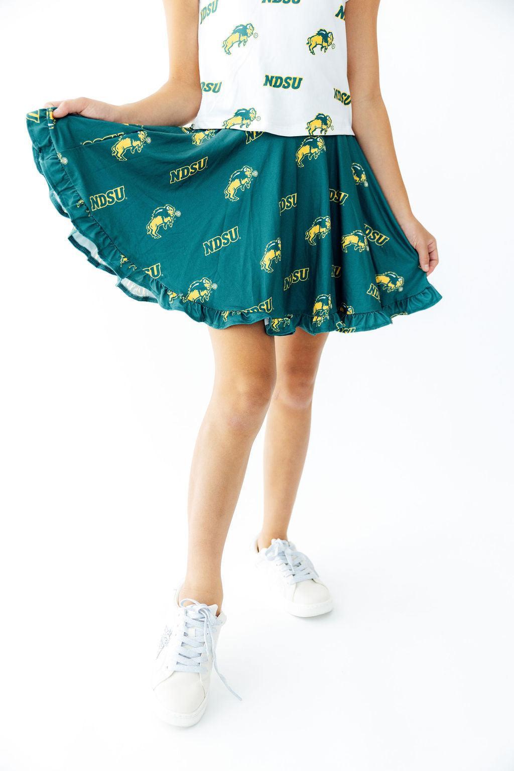 North Dakota State University Green Bison Ruffle Twirl Skort