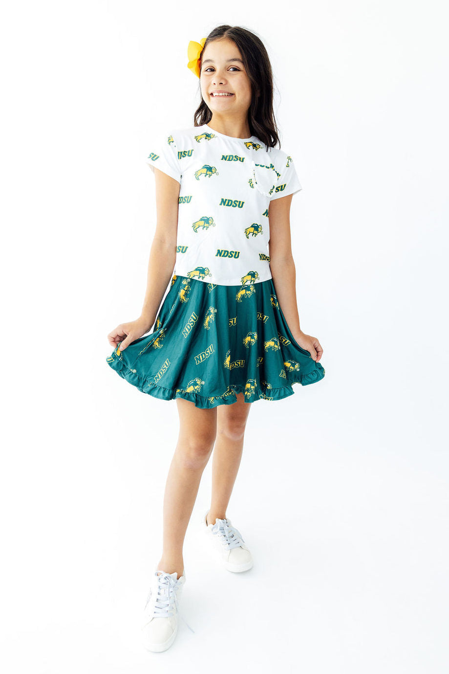 North Dakota State University White Bison Ruffle Pocket Tee