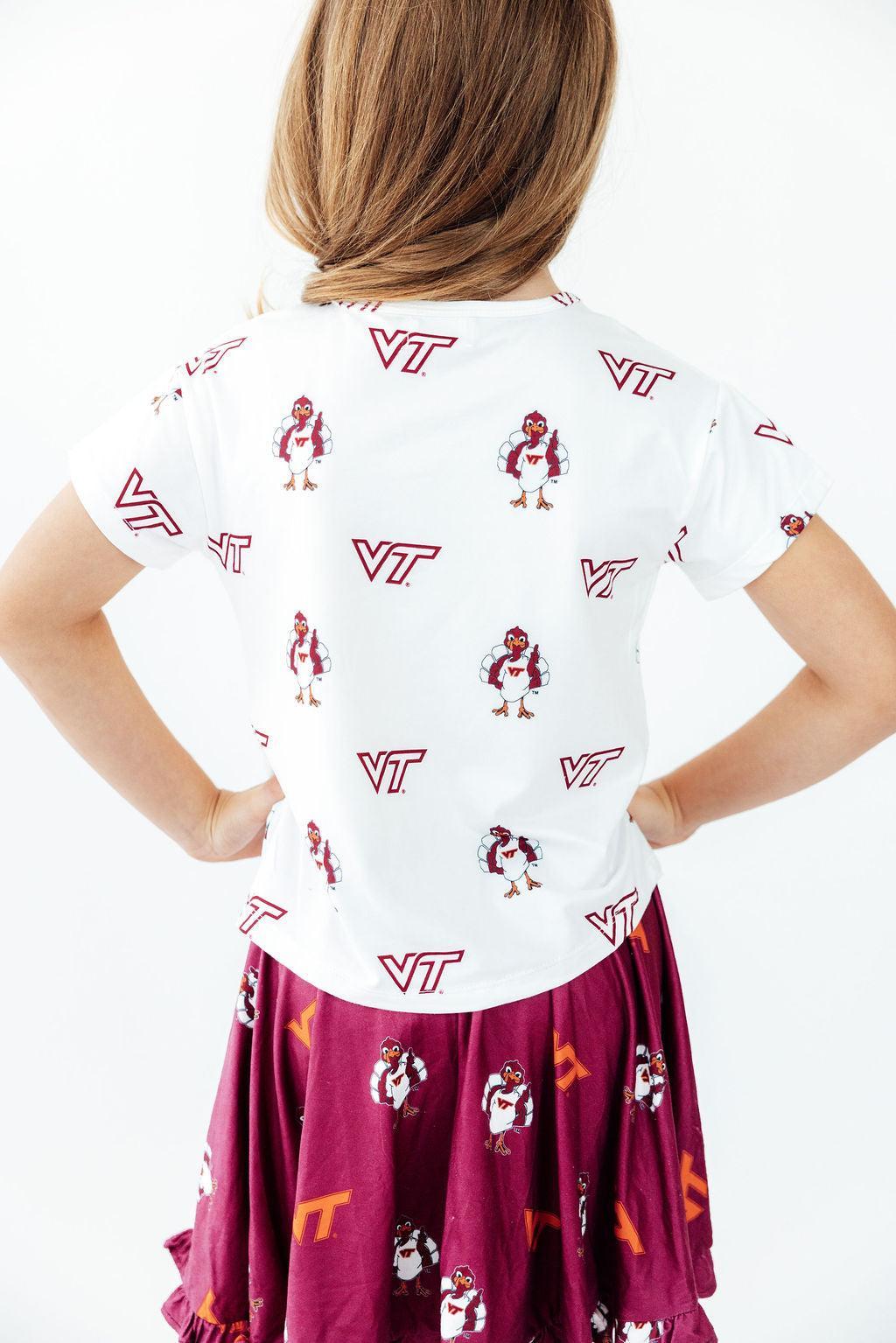 Virginia Tech White Hokie Ruffle Pocket Tee