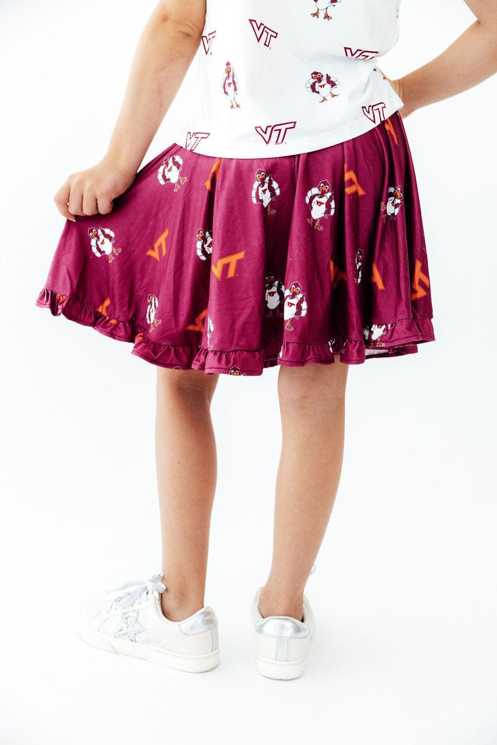 Virginia Tech Maroon Hokie Ruffle Twirl Skort
