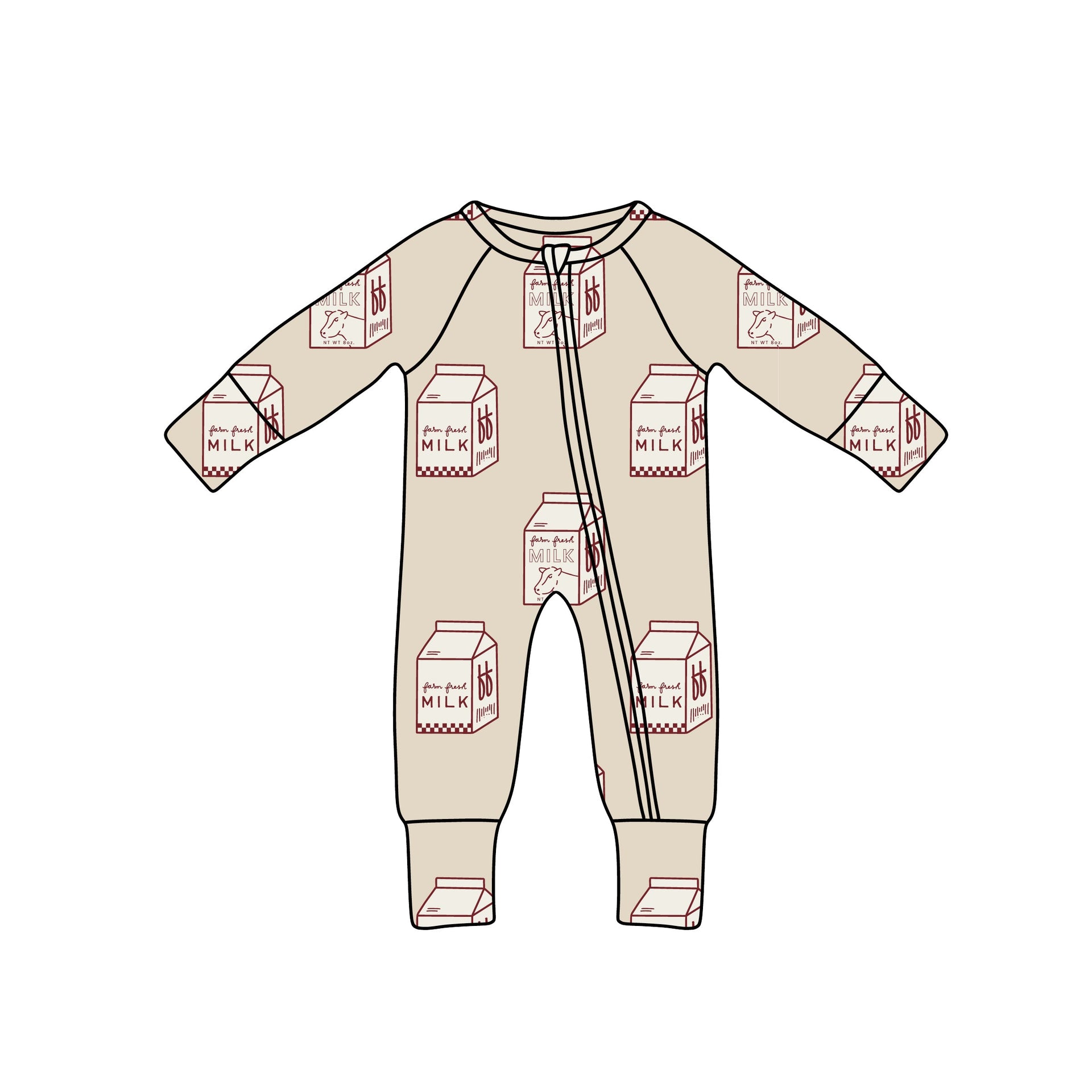 Milk Print Bamboo Baby Zip Pajamas One-Piece - Image 8