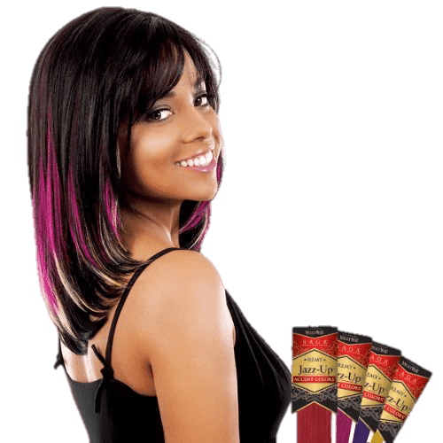 Milky Way Saga Remy Jazz-Up 10-inch human hair extensions with vibrant accent colors