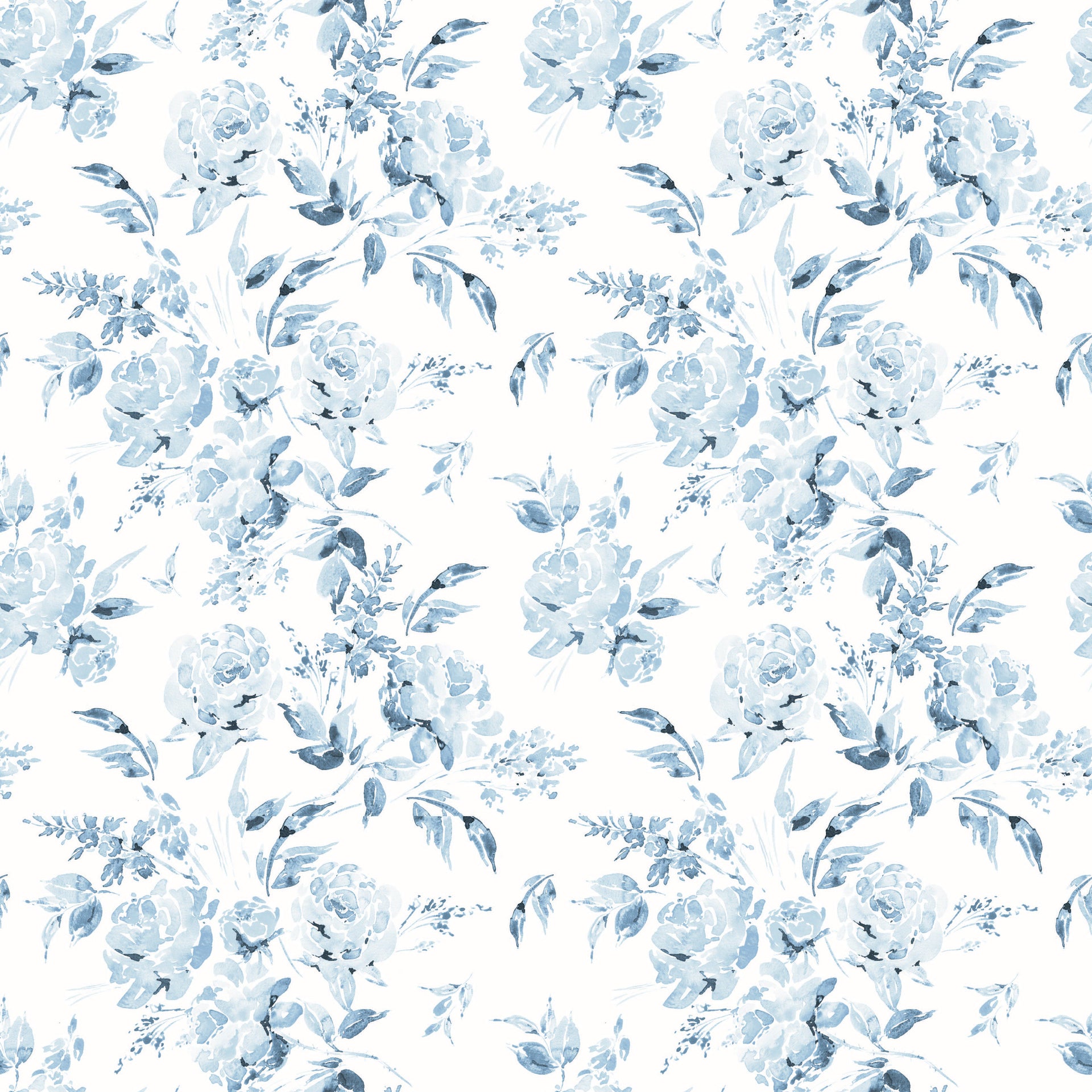 Florence Floral Removable Wallpaper in White and Blue
