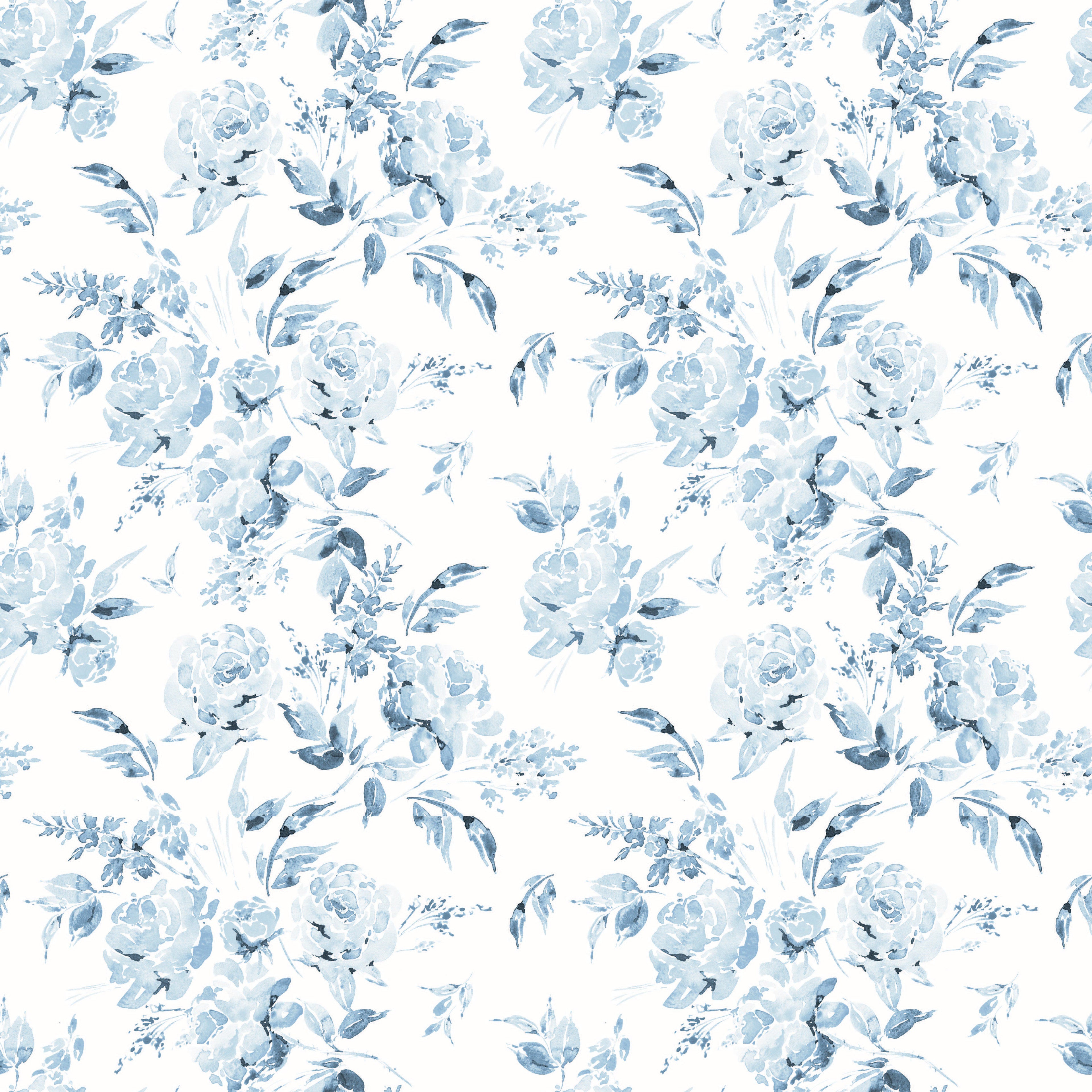 Florence Floral Removable Wallpaper in White and Blue