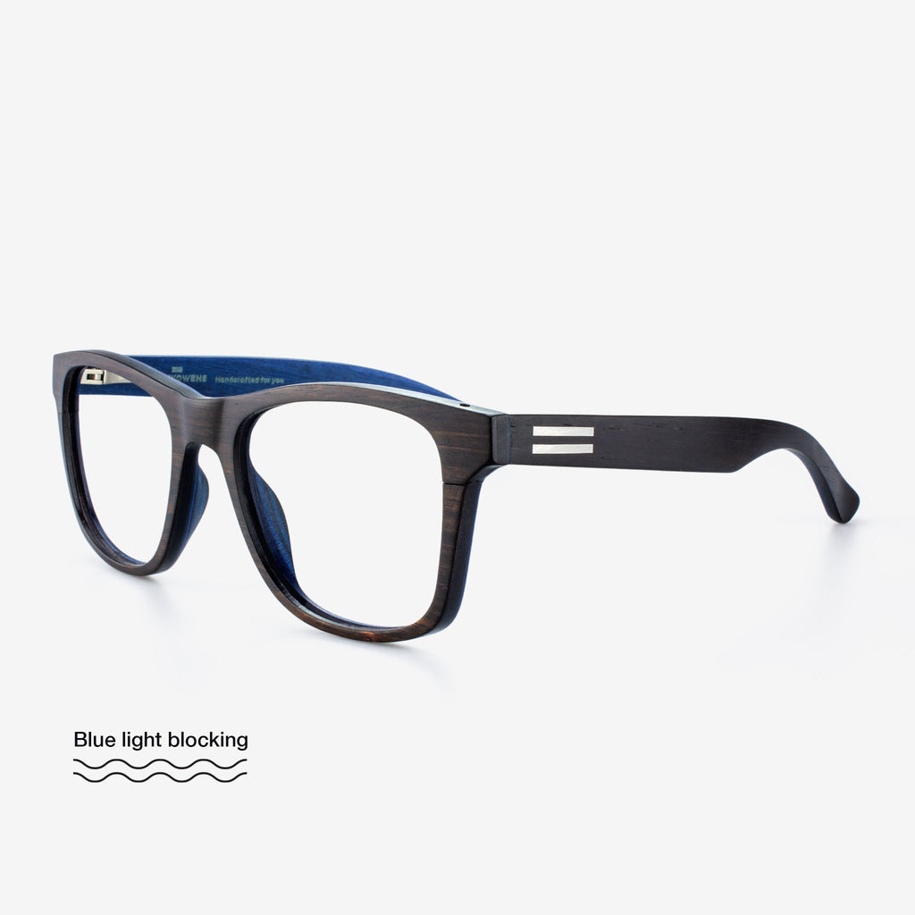 Milton Wood and Carbon Fiber Rectangular Eyeglasses