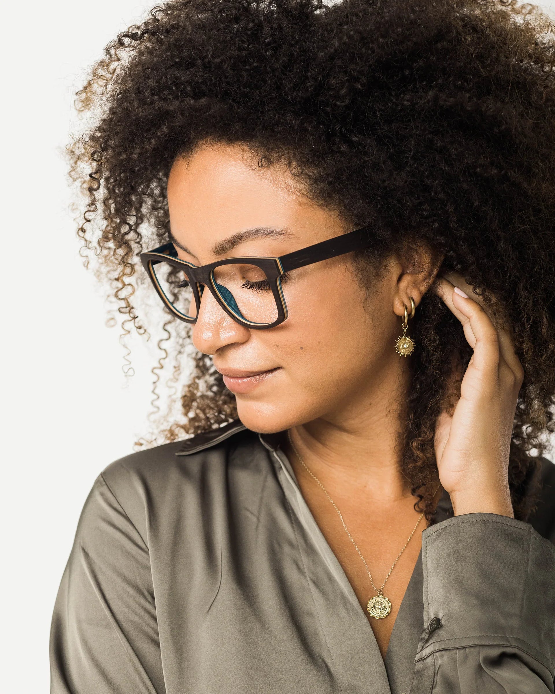 Milton Wood and Carbon Fiber Rectangular Eyeglasses