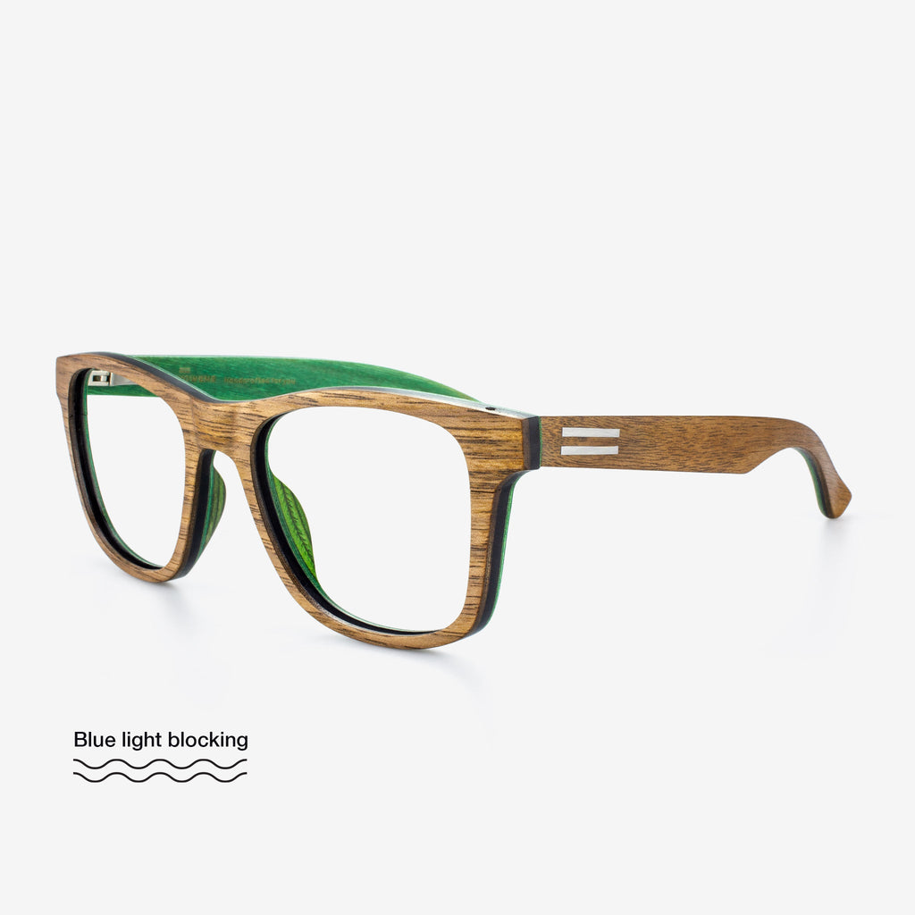 Milton Wood and Carbon Fiber Rectangular Eyeglasses