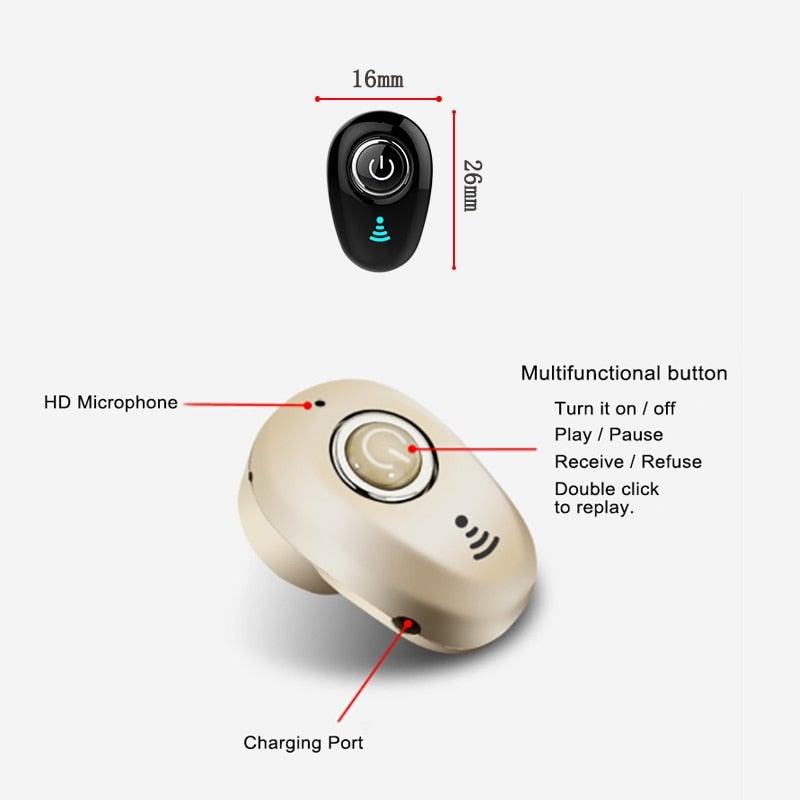 Mini Invisible Bluetooth 5.0 Wireless TWS Earbuds with Bass