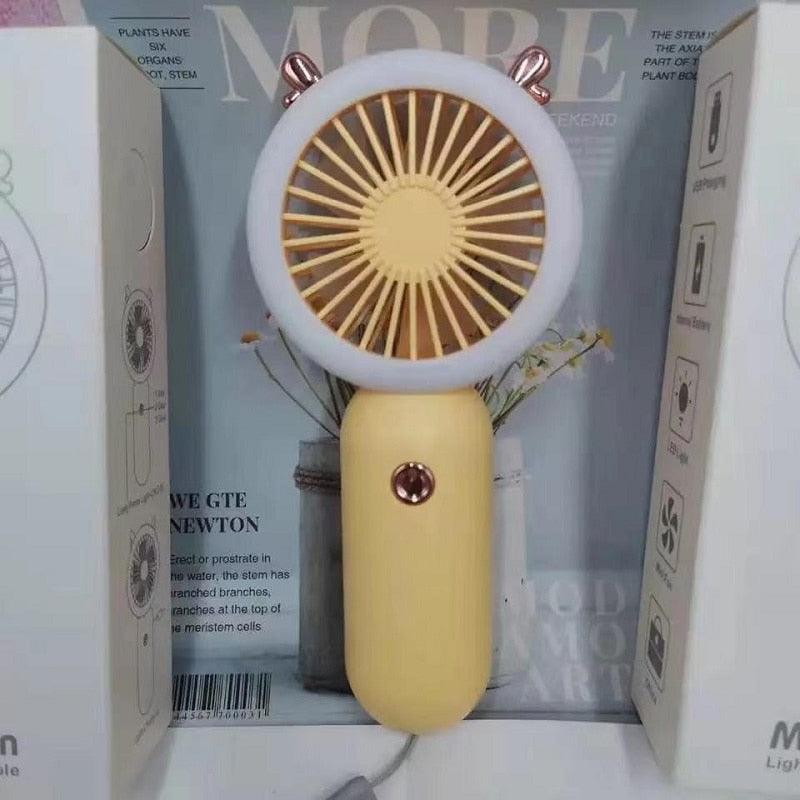 Portable Mini LED Desk Fan - Rechargeable USB Handheld Cooling Fan