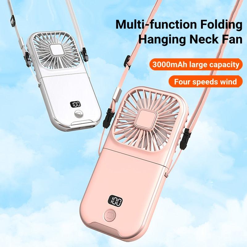 Mini Portable Handheld Neck Fan - 3000mAh USB Rechargeable Cooling