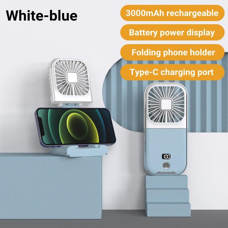 Mini Portable Handheld Neck Fan - 3000mAh USB Rechargeable Cooling