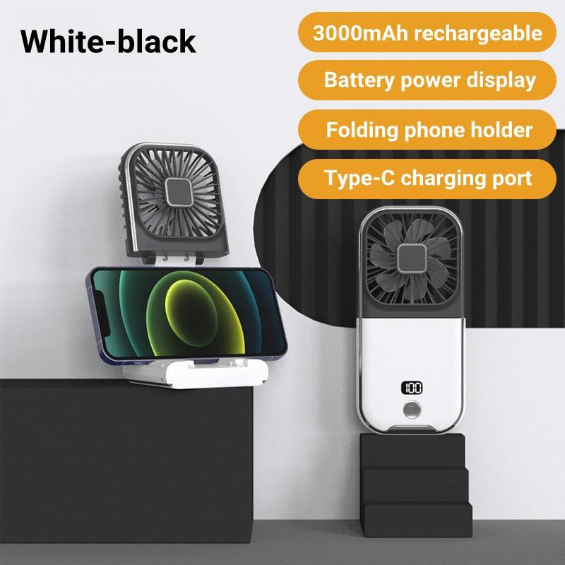 Mini Portable Handheld Neck Fan - 3000mAh USB Rechargeable Cooling