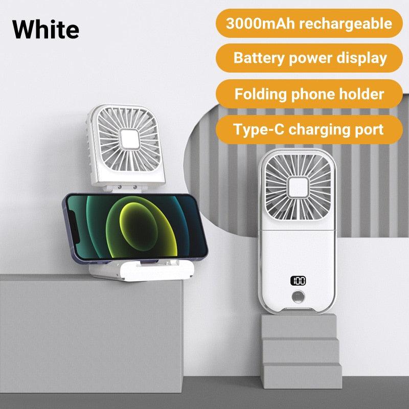 Mini Portable Handheld Neck Fan - 3000mAh USB Rechargeable Cooling