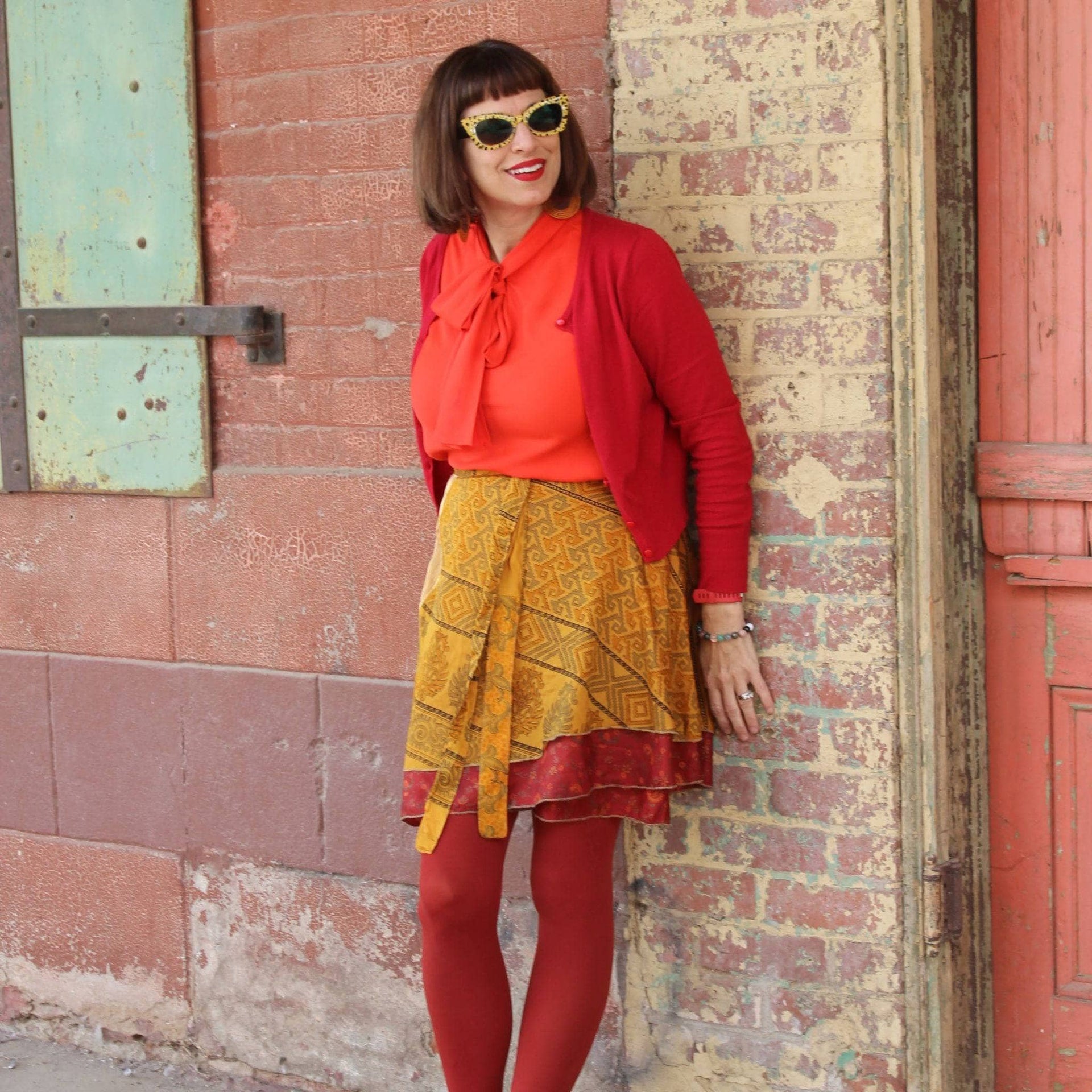 Mini Sari Wrap Skirt - Reclaimed Fabric Adjustable Knee-Length