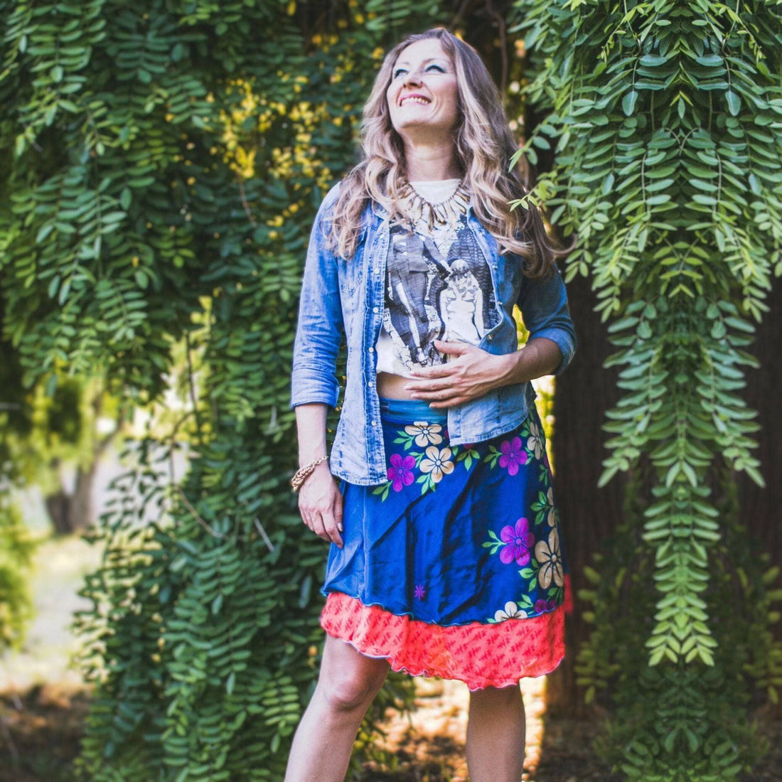 Mini Sari Wrap Skirt - Reclaimed Fabric Adjustable Knee-Length