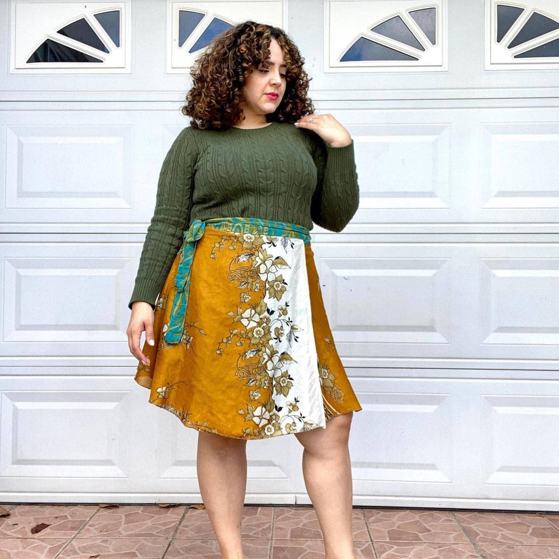 Mini Sari Wrap Skirt - Reclaimed Fabric Adjustable Knee-Length