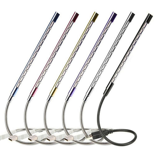 Flexible USB desk lamp with 10 LED lights for reading and computer work.
