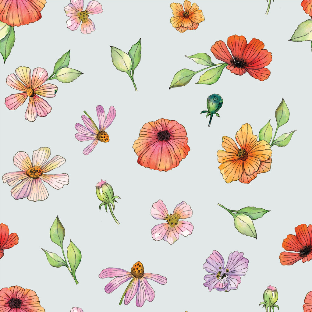 Amy Bohemian Floral Removable Wallpaper - Pink Orange and Yellow
