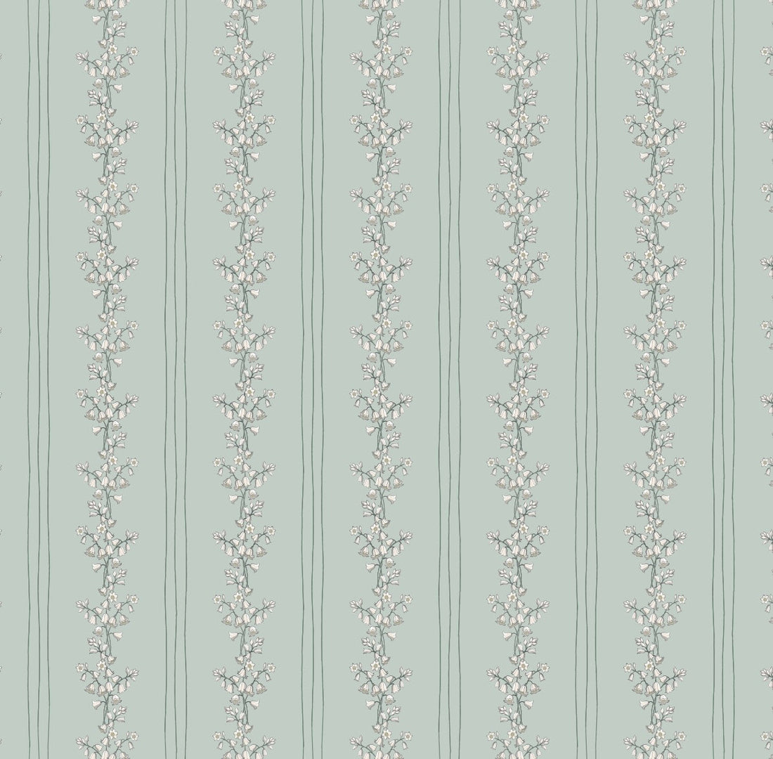 Janie Floral Wallpaper in Blue, White, Charcoal, and Cream
