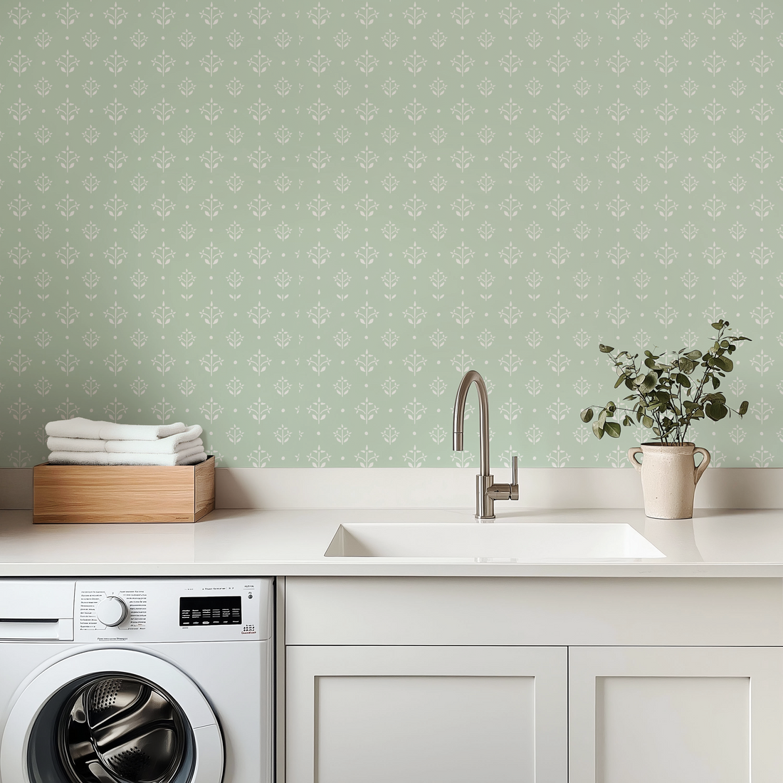 Esme Coastal Floral Removable Wallpaper - Blue White and Lavender
