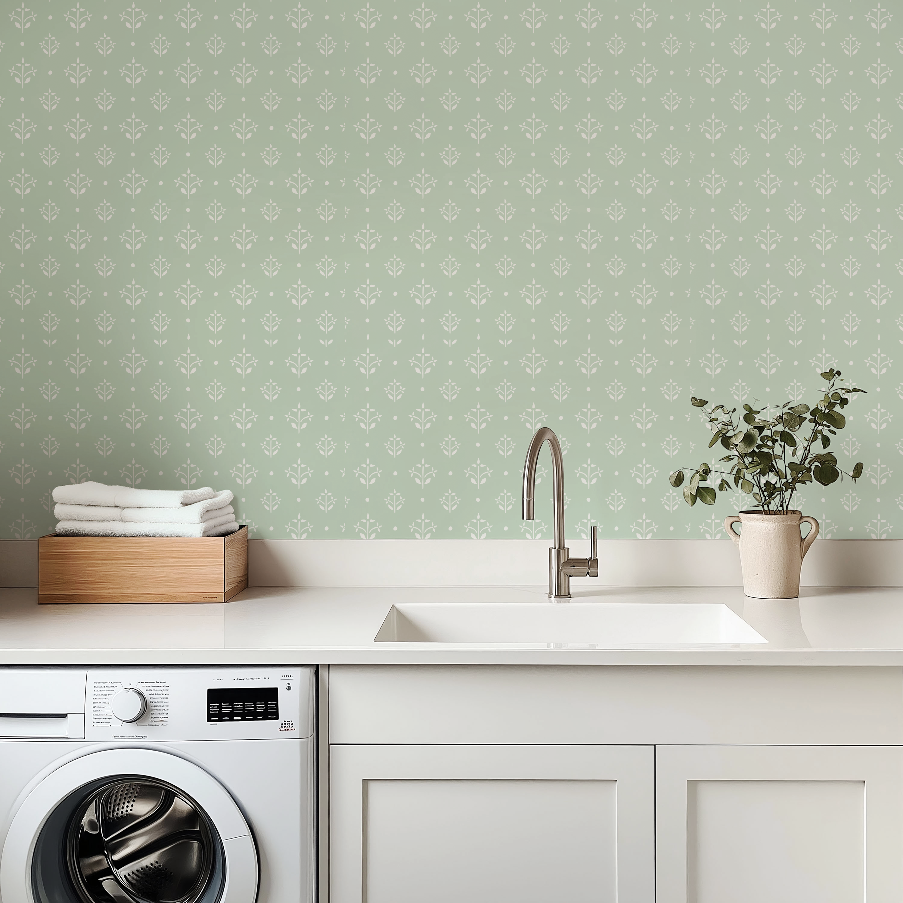 Esme Coastal Floral Removable Wallpaper - Blue White and Lavender
