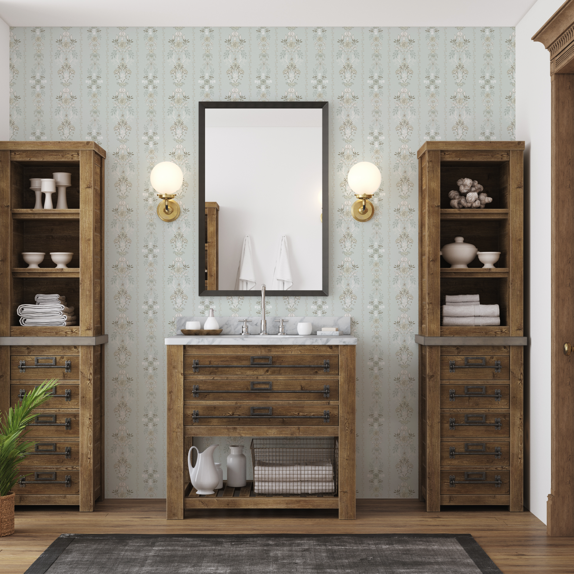 Close up of Evangeline patterned removable wallpaper by Trisha Patel
