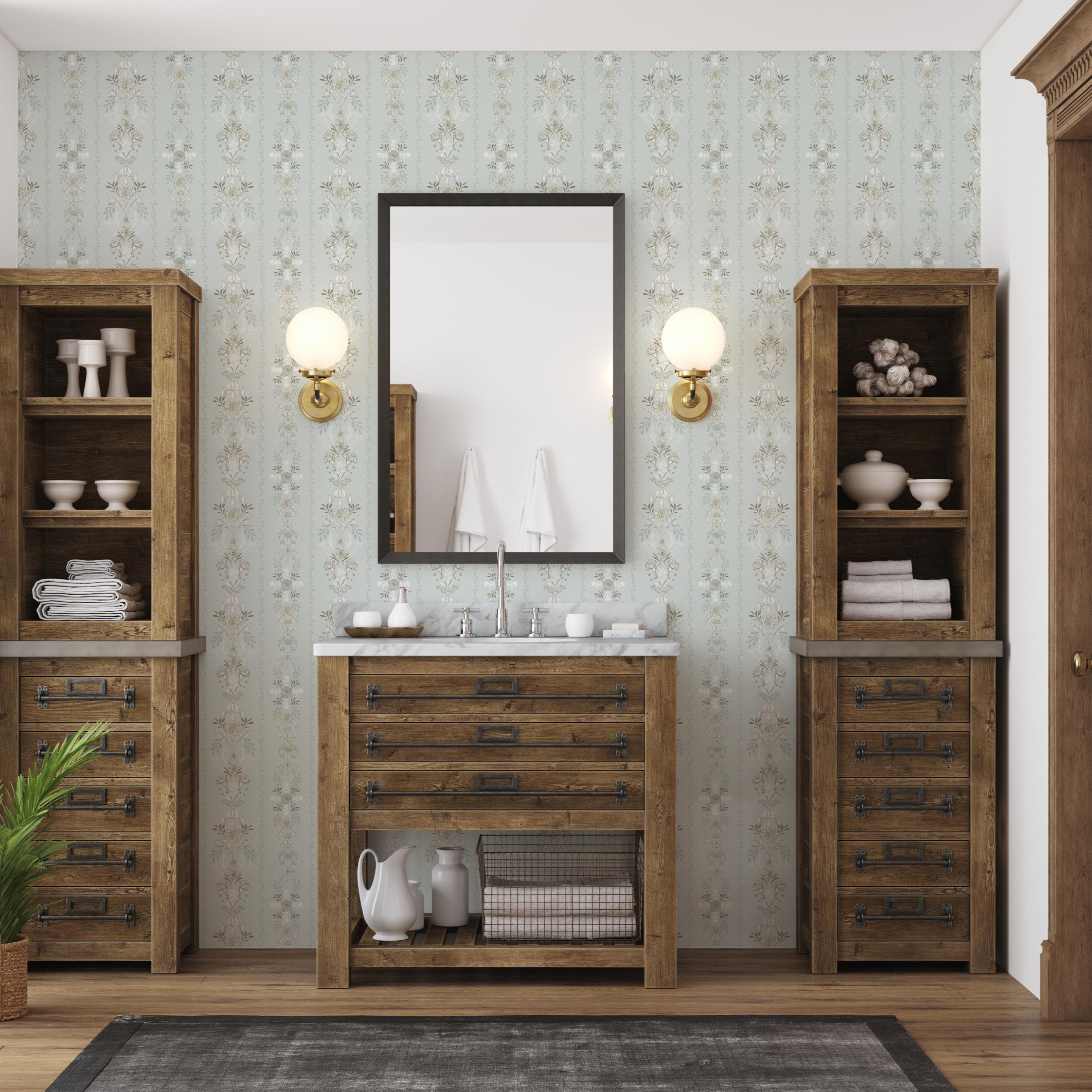 Close up of Evangeline patterned removable wallpaper by Trisha Patel