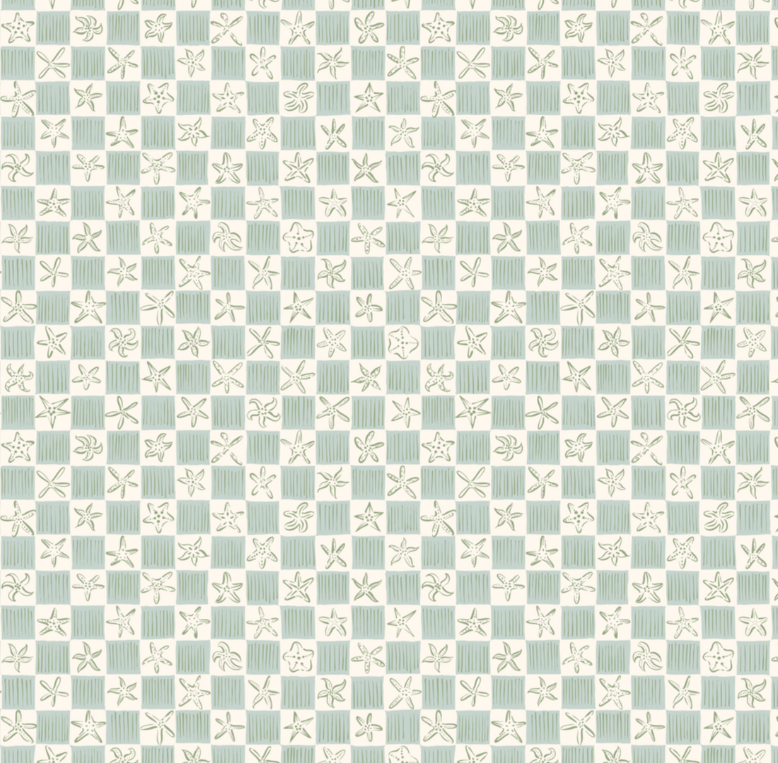 Shellie Geometric Wallpaper, Blue and White Coastal Minimalist Decor