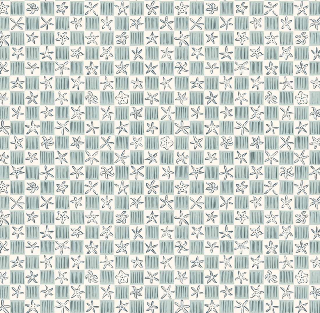 Shellie Geometric Wallpaper, Blue and White Coastal Minimalist Decor