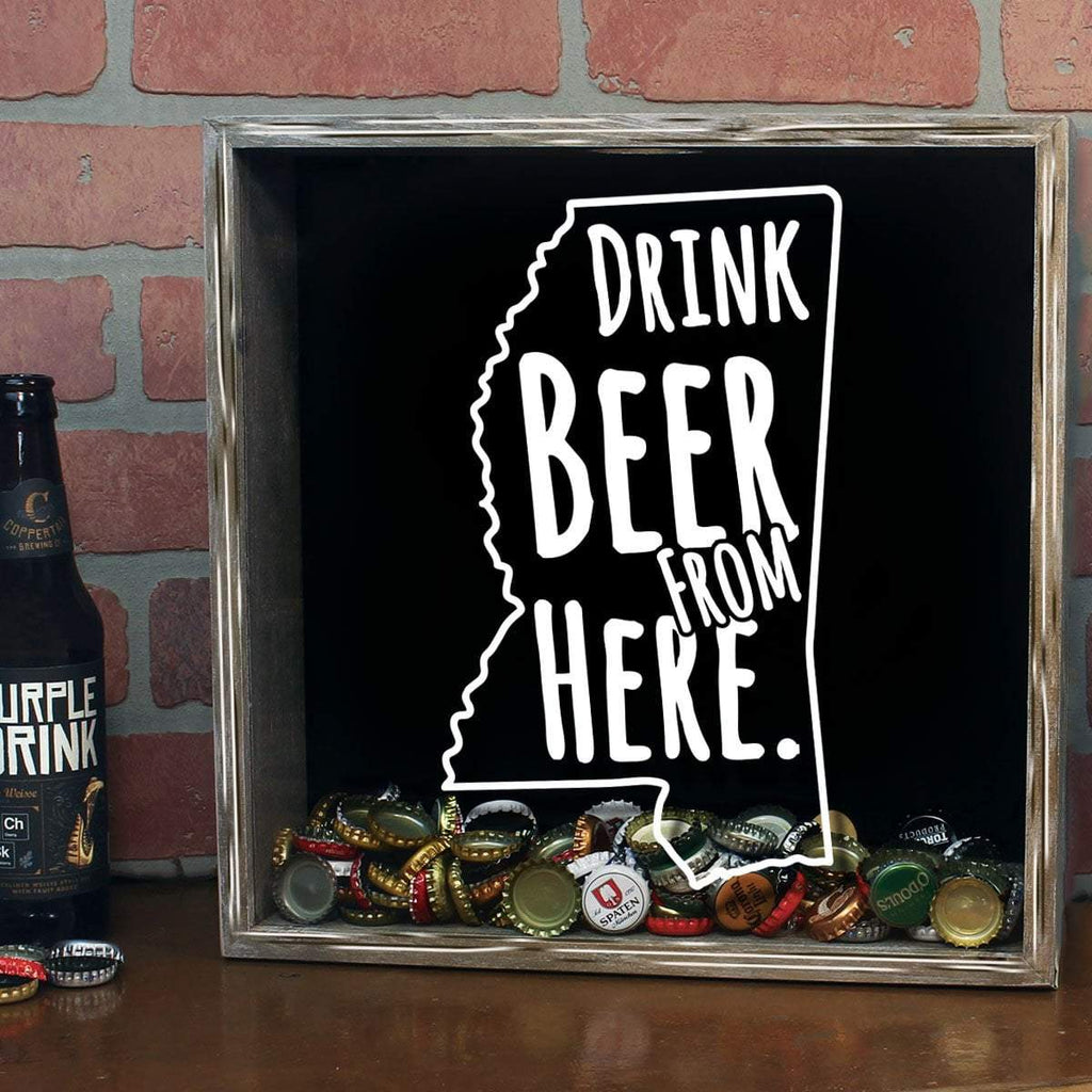 Mississippi Drink Beer From Here Beer Cap Shadow Box