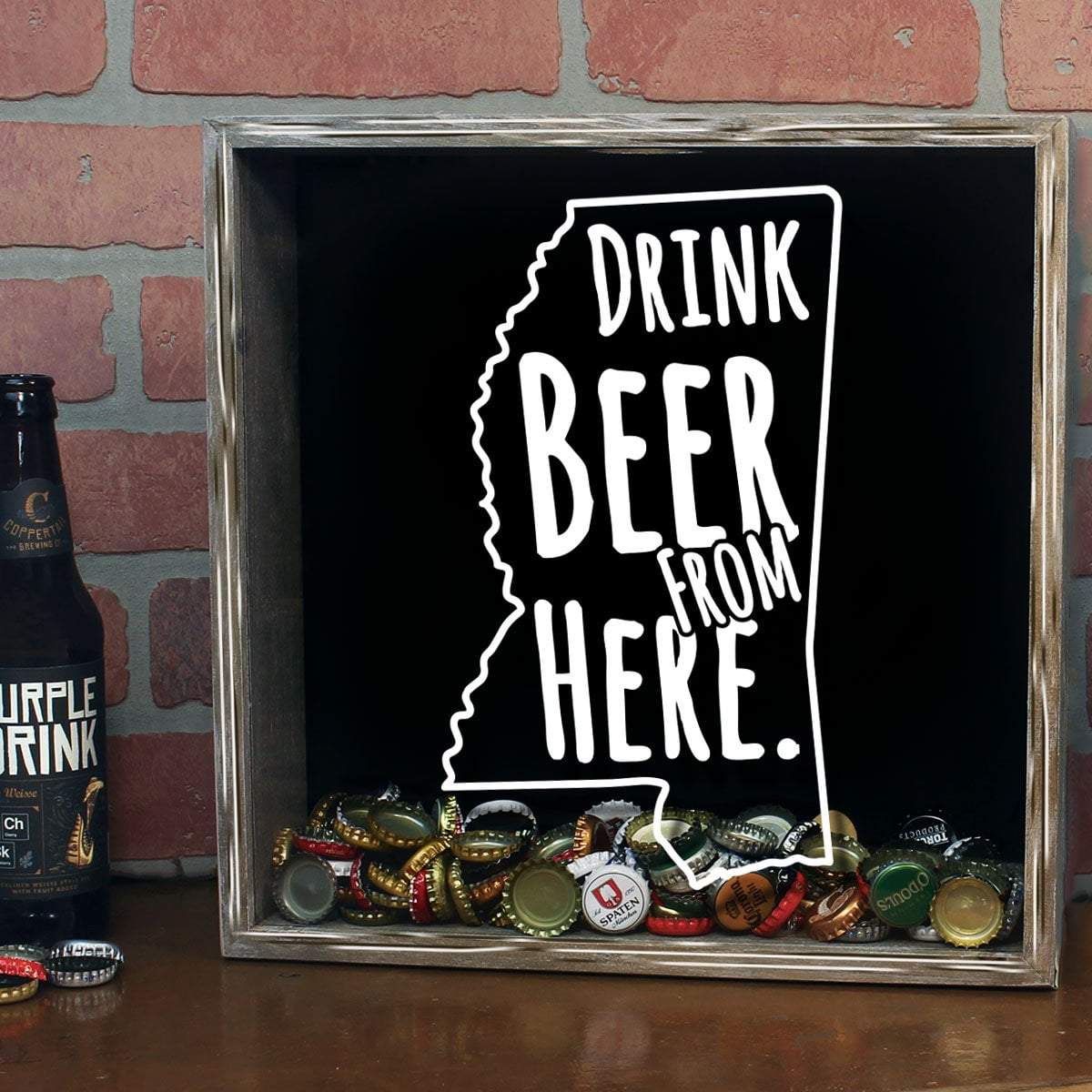 Mississippi Drink Beer From Here Beer Cap Shadow Box