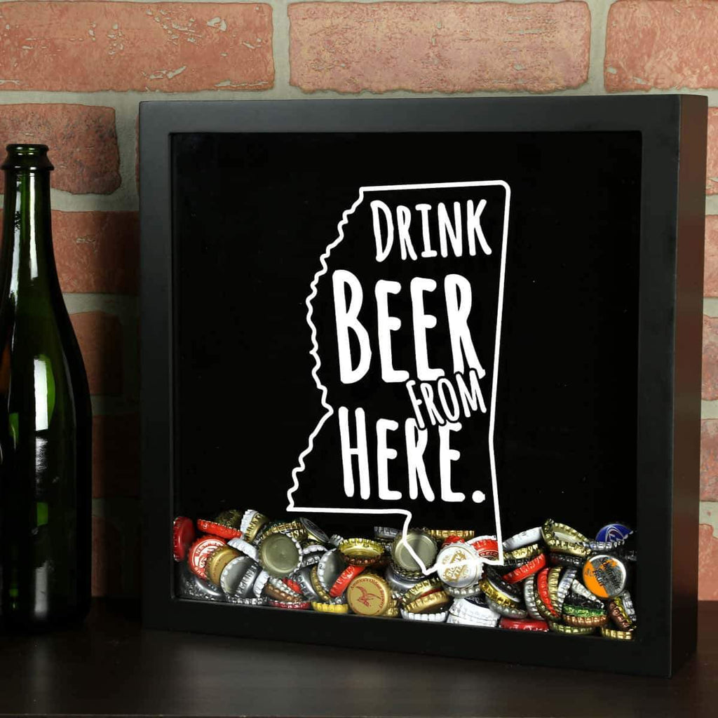 Mississippi Drink Beer From Here Beer Cap Shadow Box