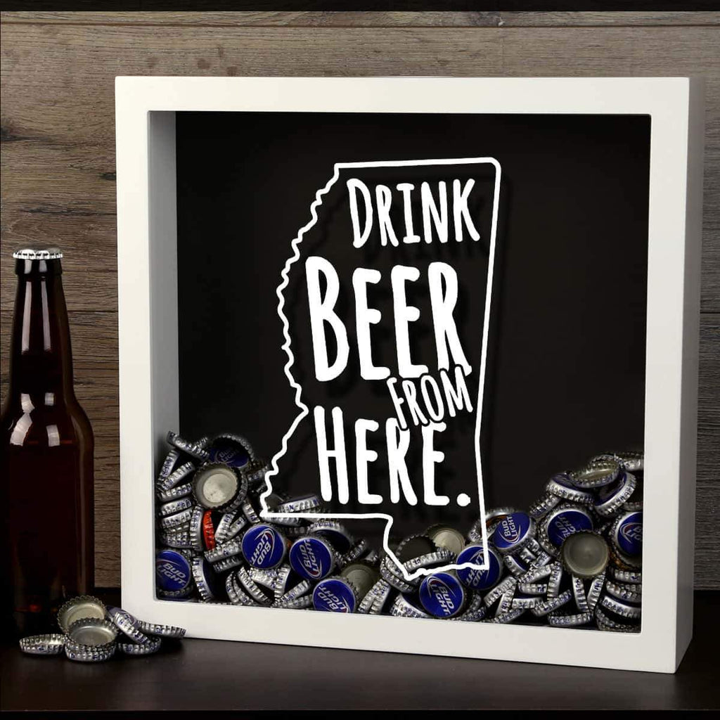 Mississippi Drink Beer From Here Beer Cap Shadow Box