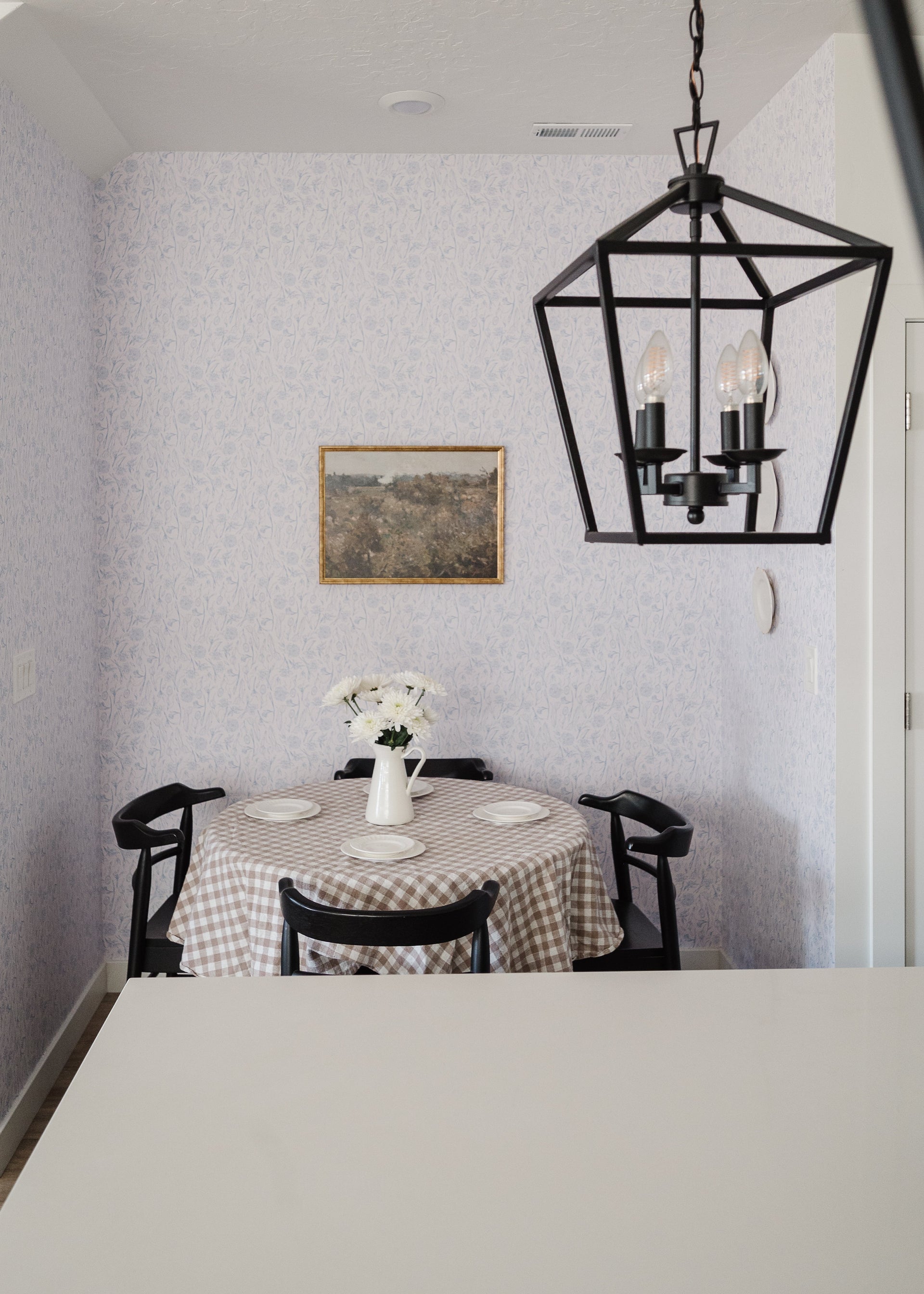 Eve Floral Wallpaper in White and Blue Traditional Romantic