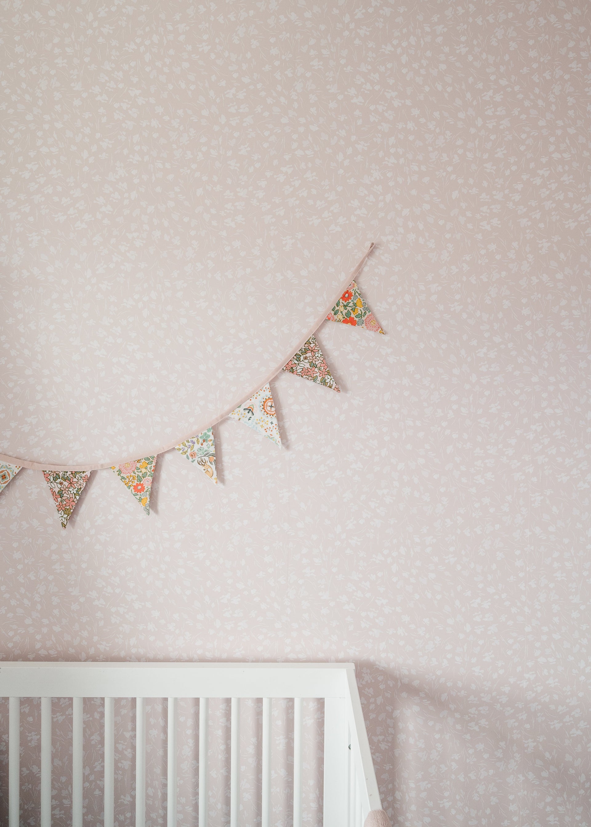 Elsie Floral Wallpaper in Pink, Blue, and White