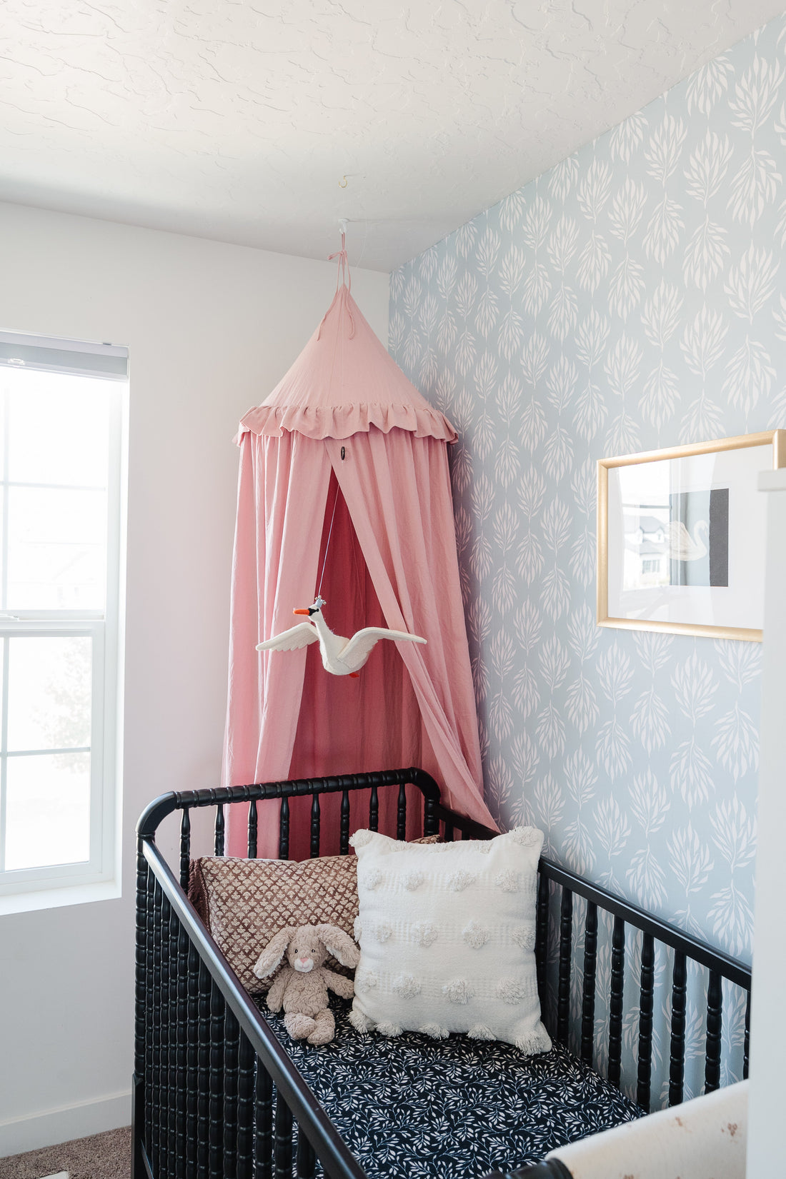 Amorette Floral Removable Wallpaper in Blue, Pink and Mint