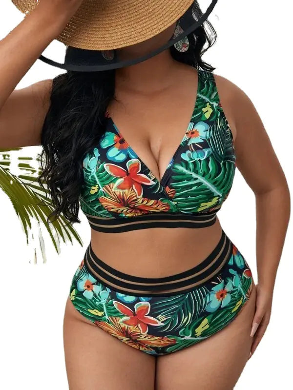 Women's Plus Size High-Waist Bikini Swimwear