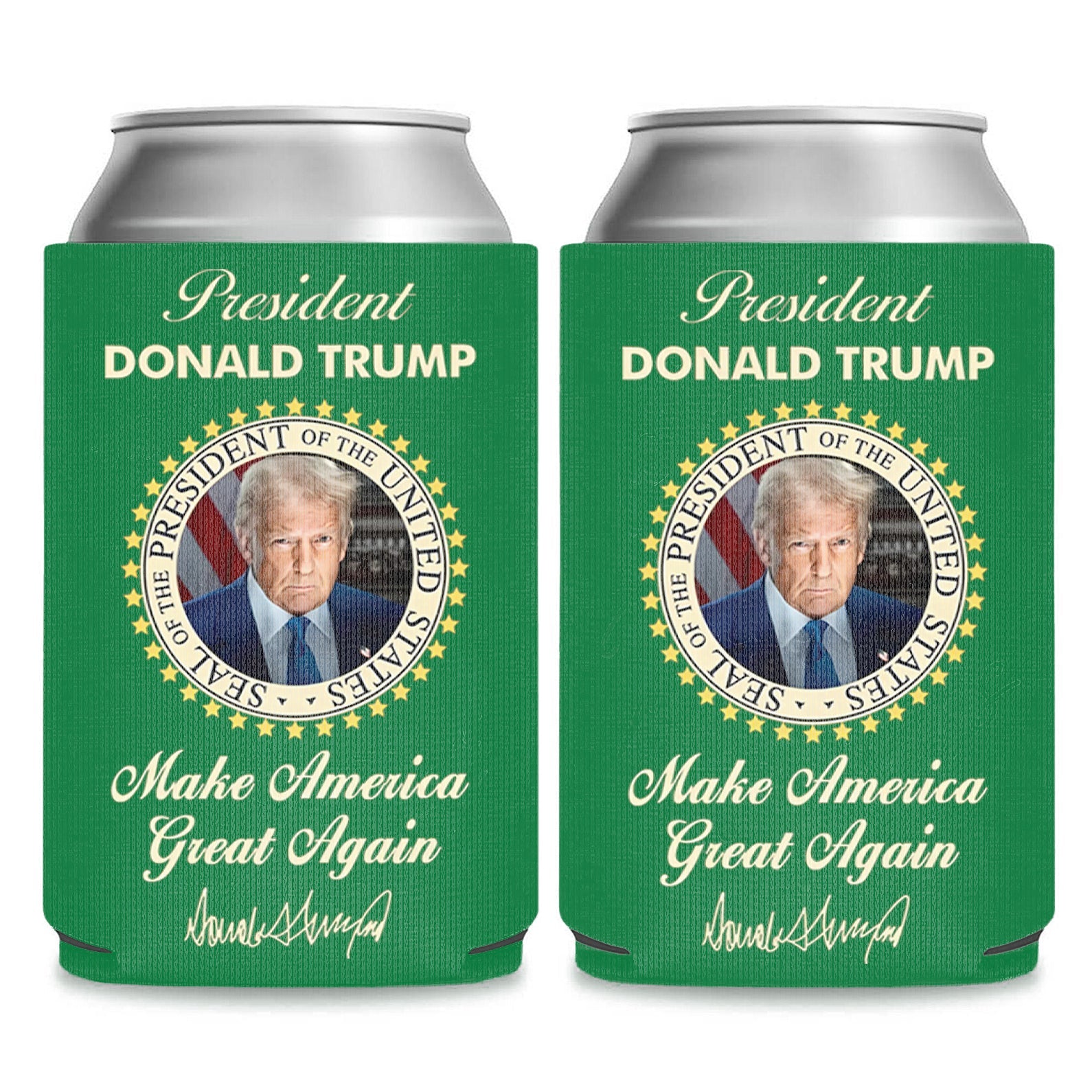President Donald Trump Can Cooler | US Patriotic Pride Can Holder | MAGA Can Sleeve For Drinks 682407 - GOP