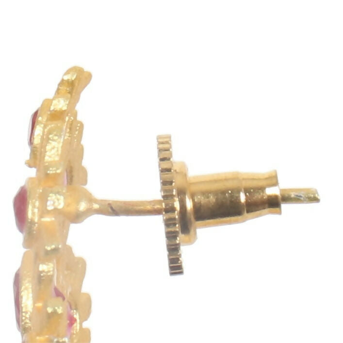 Artisan Matte Gold Brass Jhumka Earrings - Intricate Drop Design